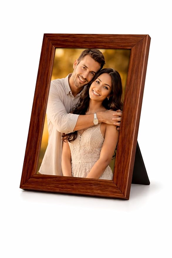 5x7" Wooden Tabletop Photo Frame with Stand – Brown