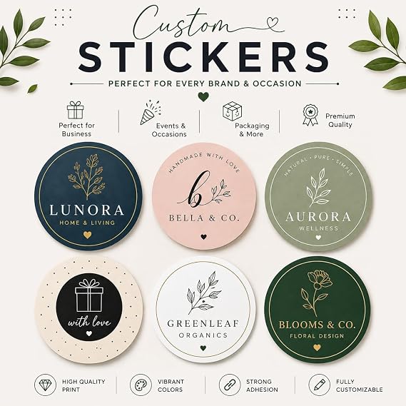 Custom Business Logo Stickers – Waterproof Vinyl Labels