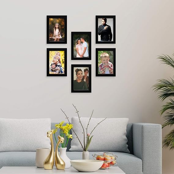 6-Piece Black Photo Frame Set – Modern Wall Gallery