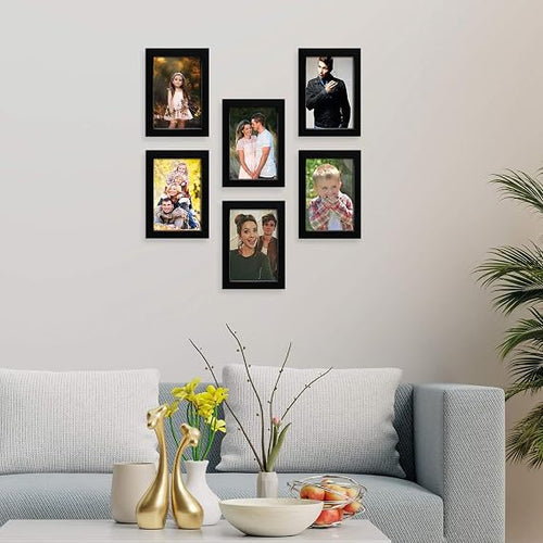 6-Piece Black Photo Frame Set – Modern Wall Gallery