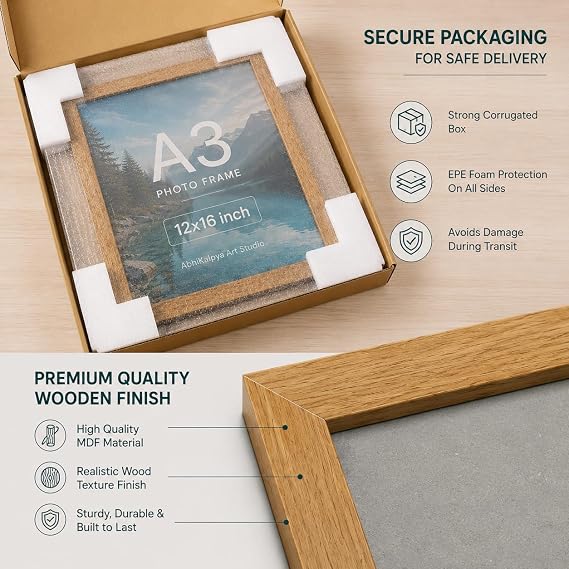 A3 12x16" Wooden Photo Frame – Teak Color