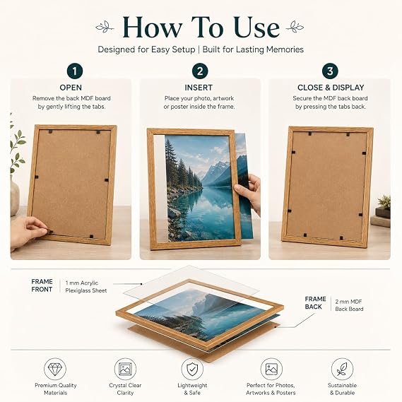 A3 12x16" Wooden Photo Frame – Teak Color