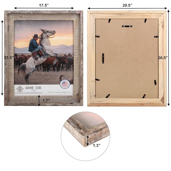 Rustic Barnwood Picture Frame 18x24" – Vintage Grey
